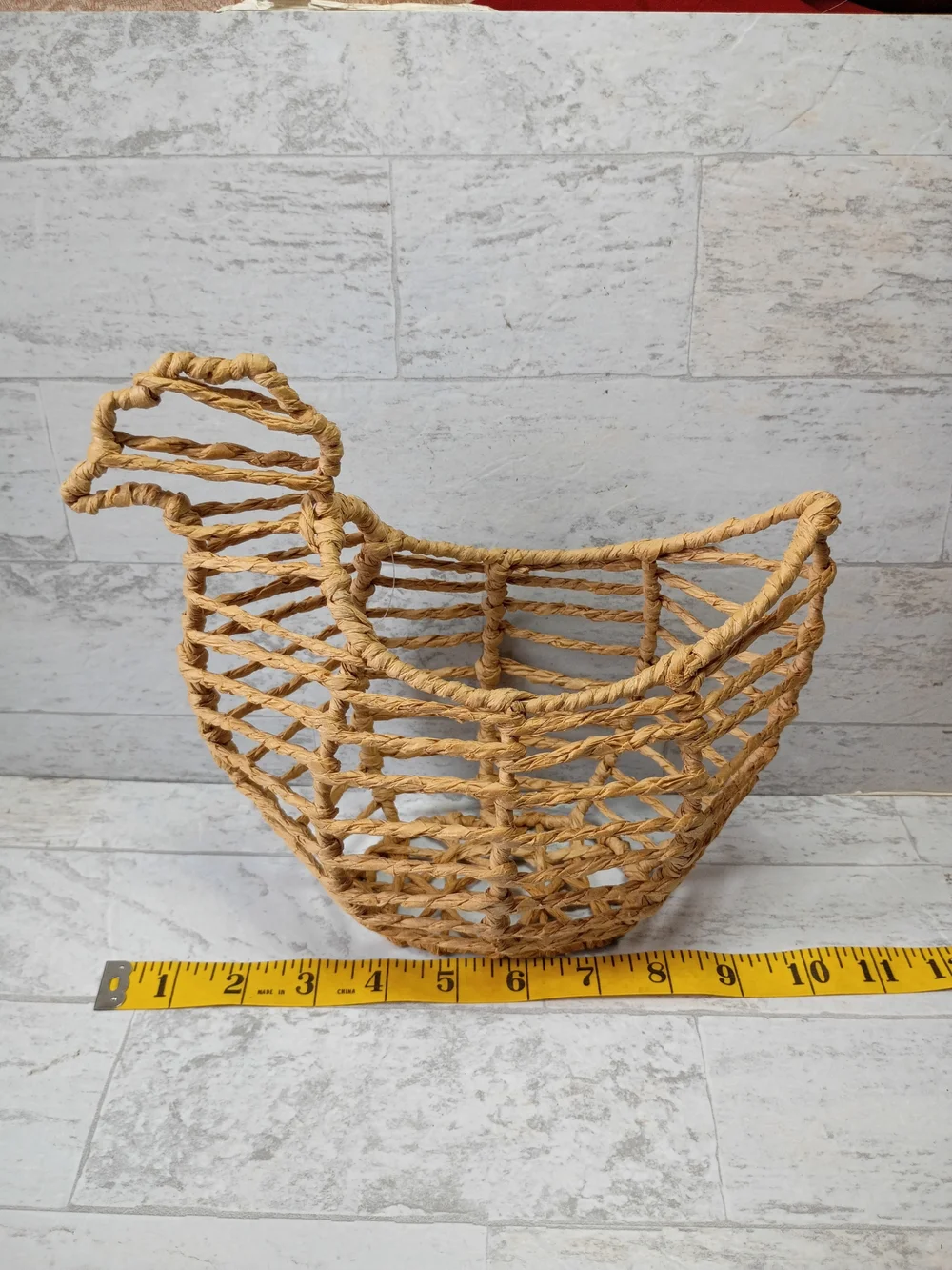 Natural Woven Chicken-Shaped Basket - Unbranded Farmhouse Core